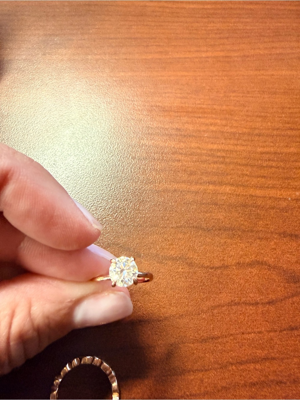Moissanite Engagement Ring AND natural diamond band rose gold